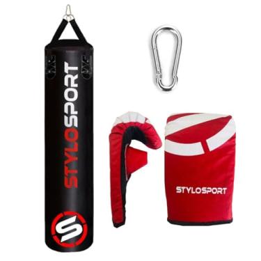 Imagem de SACO DE PANCADA STYLO 160 + 1 LUVA BATE SACO ADULTO (Vermelho/Preto)