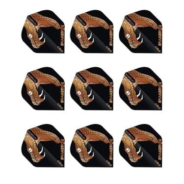 Imagem de RED DRAGON Hardcore Peter Wright Black and Bronze Snake Premium Standard Dart Flights - 3 conjuntos por pacote (9 voos de dardo no total)