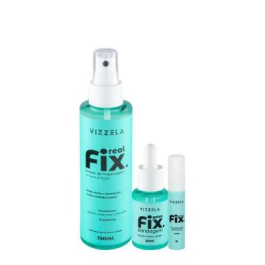 Imagem de Kit Vizzela Fix Real Gotas Brow Up Blindagem Gel Fixador (3 produtos)