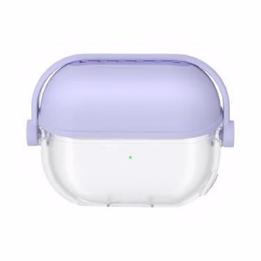 Imagem de LJFLYXRI Capa compatível com Galaxy Buds3 e Buds3 Pro, com trava de segurança, capa de silicone de TPU macio – Design ergonômico para mulheres (roxo)