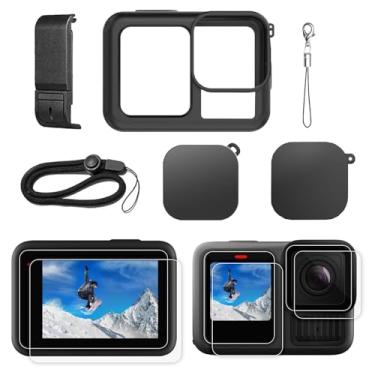 Imagem de Acessórios da capa de silicone para GoPro Hero 13, JKOISL 1*capa de silicone, 2 conjuntos*protetor de tela, 1*tampa lateral de carregamento, 2*tampa de lente