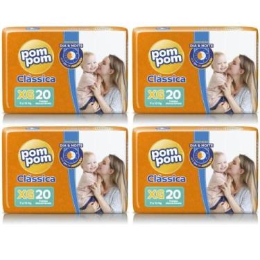 Imagem de KIT 4 Fraldas Pom Pom Clássica Jumbo Tamanho XG C/ 20 unidades