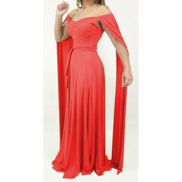 Imagem de Vestido Feminino Longo Madrinha Capa Longa Duplo Casamento - Casual Dr