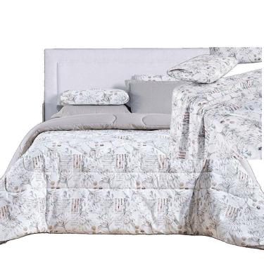 Imagem de Kit Coordenado Edredom E Lençol Sensuale Super King Protea 5 Peças - 80% Algodão, 20% Poliéster