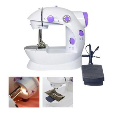 Imagem de Mini Maquina de Costura Domestico Portatil Led Pedal Pequenos Reparos 