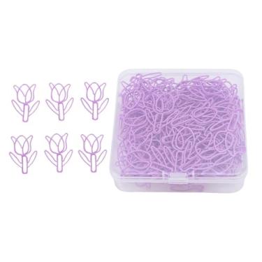 Imagem de GLOGLOW 80pcs Flower Shaped Paper Clips Material Escolar Material de Escritório Casa Ferro Metal Galvanizado Mini Clipes para Organizar Arquivos Bookmarks Fotos (Violeta)