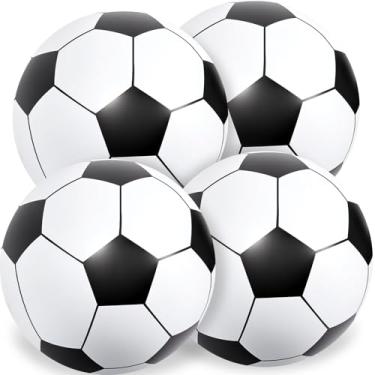 Imagem de Bola de futebol inflável gigante 67 centímetros bolas de futebol gigantes bola de futebol bolas infláveis fáceis de inflar e material durável bolas de futebol esportivas para decoração de festa ao ar livre (4 peças)