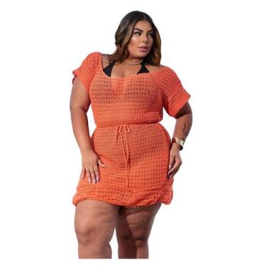 Imagem de Saída De Praia Tricot Plus Size Babado Manguinha - PLUS MESMO E DAÍ, L