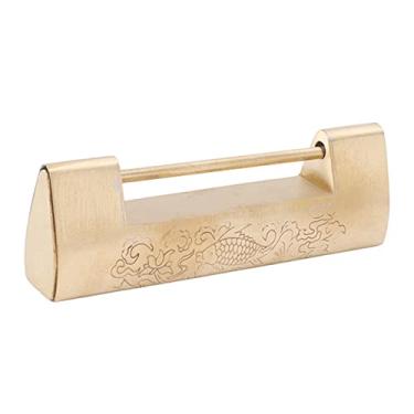 Imagem de TOPINCN Cadeado de Latão Em Estilo Chinês, Trava Antiga Chinesa Requintada, Com Padrão de Peixe Auspicioso, Portas de Armário, Caixas de Jóias etc. (Cor de latão)