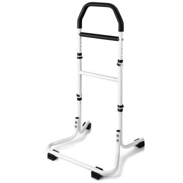 Imagem de Suporte de cadeira, barra de apoio de pé ajustável para idosos, estrutura de suporte de alumínio leve, trilho de segurança de aderência de espuma para cama, sofá, vaso sanitário, base antiderrapante