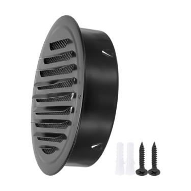 Imagem de PATIKIL Tampa de saída de ar redonda de 20,32 cm, de aço inoxidável, com persianas, entrada de parede, tela de grade, dutos, ventilação, soffit, ventilação, com parafusos para ventilação, preto