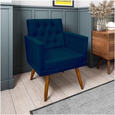 Imagem de Poltrona Decorativa Capitonê Azul Marinho Visalar Móveis