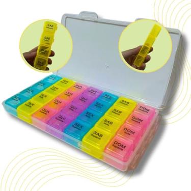 Imagem de Porta Comprimido Semanal Colorido Destacável Manha Tarde Noite Madrugada RHAYNER