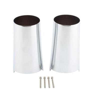 Imagem de KiBcsLic 2 peças de de proteção deslizante de garfo dianteiro para motocicletas, protetores de proteção deslizante de garfo de metal para Fat Boy Electra, Prata