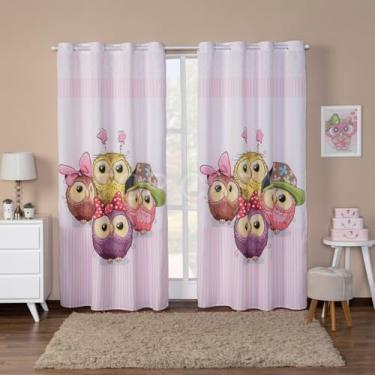 Imagem de Cortina Infantil Estampada, 3,00x2,20m, 2 Folhas, Poliéster, para Quarto, Sala, Decorativa (CORUJAS FOFINHAS)