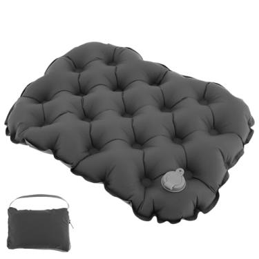 Imagem de Almofada de assento inflável leve para acampamento, almofada de assento quadrada waffle com bolsa de armazenamento, tapete de cadeira impermeável para alívio de pressão para escalada, caminhada