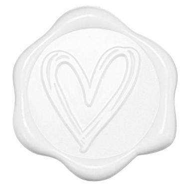 Imagem de Adesivo Yoption Heart Wax Seal, pacote com 50, 3 cm, branco