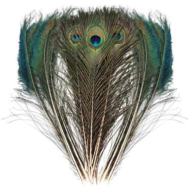 Imagem de Plumas de pavo real THARAHT 24 piezas naturales largas de 40-45 cm par