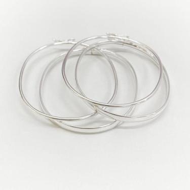 Imagem de 4 Bracelete Pulseira Rigido 4 Mm - 2 Mm Prata Legitima - Lojas La+Ny, 