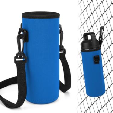 Imagem de Linkidea Luva para cerca de garrafa de água com gancho compatível com YETI Rambler Bottle 510 g, garrafa Hydro Flask de boca larga 510 g/567 g, bolsa de neoprene para esportes ao ar livre, azul