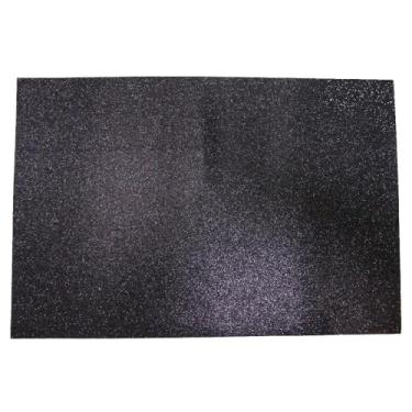 Imagem de Eva Com Glitter 5 Folhas 40X60Cm Artesanato - Prata Festas (Preto)