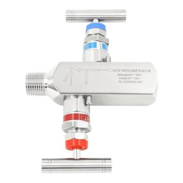 Imagem de VALVENTO Coletor de 2 válvulas – Distribuidor de gás de alta pressão bidirecional de aço inoxidável 316, compatível com medidores de pressão e transmissores da Rosemount, Siemens, Honeywell, E+H