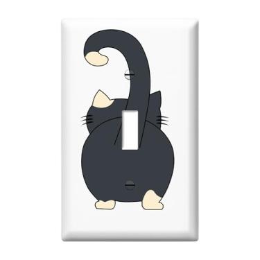 Imagem de Placa decorativa para interruptor de luz de gato engraçada, placa decorativa de interruptor único, 1 capa de interruptor de luz para banheiro, quarto, cozinha, decoração de casa, capas de tomada