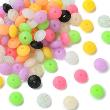 Imagem de UR URLIFEHALL 100 contas de silicone aleatórias de 12 mm de lentilha multicoloridas de abaco para chaveiro, pulseira, joias, artesanato, faça você mesmo