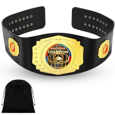 Imagem de Wiwiqing Cinto de campeonato de 138 cm para adultos grandes de couro para presente de prêmios pesados, esportes, prêmios e eventos (dourado, estilo futebol)