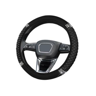 Imagem de Capa de volante de carro brilhante, protetor de volante elástico de couro macio de strass de 38 cm, diamante de cristal brilhante para mulheres e meninas, acessórios universais de carro para a maioria