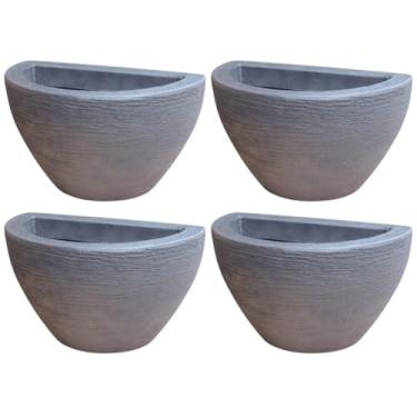 Imagem de Vasos Decorativos De Parede jardim varanda Meia Lua Escovado De Polietileno jardim vertical para Jardim Vertical, Acabamento Escovado - Para Varanda, Sala e Cozinha(Preto)