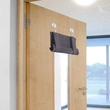 Imagem de Cortinas de porta de linho escurecidas para sala de aula, cortinas de privacidade com isolamento térmico com ganchos autoadesivos para porta frontal de vidro de pátio, 30 x 101 cm, cinza, 1 painel