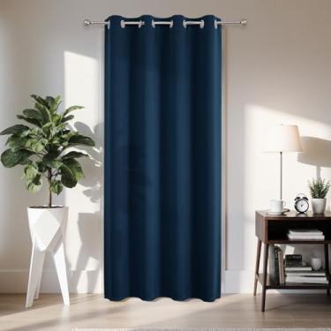 Imagem de Joydeco Cortina de porta blackout para privacidade de entrada de 272 cm de comprimento, cortina de armário com ilhós para armário aberto, divisória de quarto para quarto e sala de estar (azul marinho