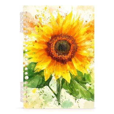Imagem de Burbuja Caderno de girassol aquarela, papel pautado universitário A5 com 60 folhas, fichário para diário, escritório, 1 pacote