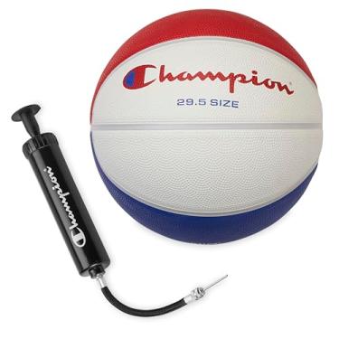 Imagem de Champion Basquete Downtown (69,8 cm, vermelho/branco/azul) - Capa de borracha durável com canais profundos para melhor controle, bexiga butílica anti-explosão, inclui bomba de bola, para jogos