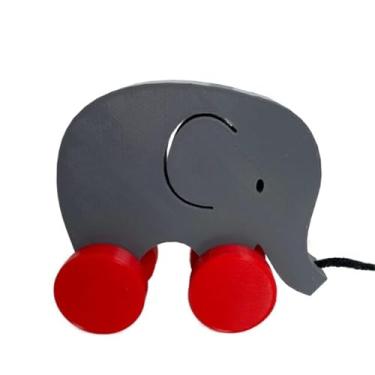 Imagem de Elefantinho de Rodas Brinquedo de Puxar Em PLA Educativo para Crianças Com Rodas Giratórias