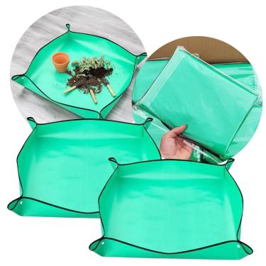 Imagem de Kit 2 Tapete Tapetinho De Plantio 66x66 Verde De Replantador de Vaso em Casa Quintal Varanda Troca de Vasos - Jardimix