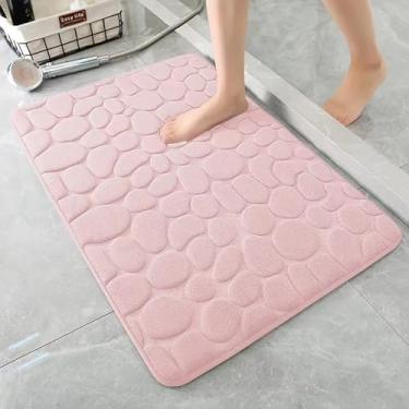 Imagem de Tapete de Banheiro Super Absorvente Antiderrapante 60x40cm – Secagem Rápida, Tapete Impermeável em Veludo Cristal(Paralelepípedos Rosa,1)
