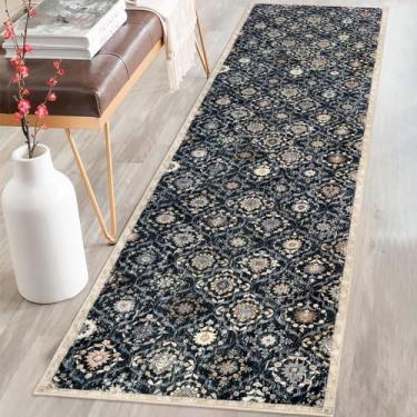 Imagem de KILOCOCO Tapete de corredor marroquino 5 x 20 cm lavável tapete de corredor de cozinha, tapete de corredor floral vintage, tapetes antiderrapantes desgastados boho para banheiro, lavanderia, quarto,