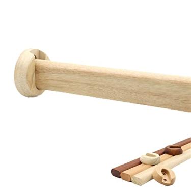 Imagem de 1 vareta oval de madeira para pendurar roupas, poste de armário premium, barra transversal, varões de pendurar de faia natural polida para armário (madeira de cânfora, 120 cm/4