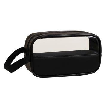 Imagem de Bolsa Necessaire Organizadora Estojo Portátil Higiene Pessoal Para Viagem Cosméticos Maquiagem Cor:preto