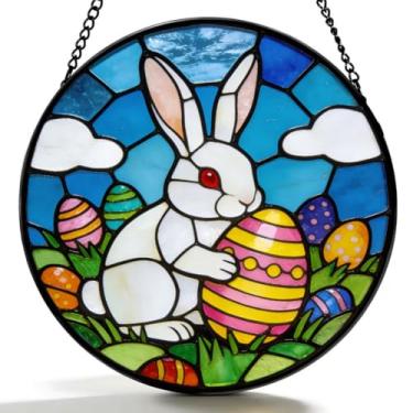 Imagem de Funoasis Coelhinho protetor solar de vitral - enfeites de janela pendurados em ovos de Páscoa para casa e jardim, presente de feriado