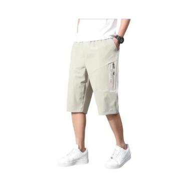 Imagem de Bermuda Cargo Masculina De Algodão Para O Verão Com Bolso Com Zíper, C