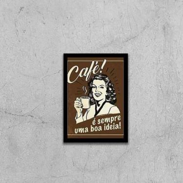 Imagem de Quadro Retrô Café 45X34Cm - Com Vidro Moldura Preta