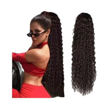 Imagem de Peruca Sintética Cacheada Longa De 24 Polegadas Com Rabo De Cavalo Aju