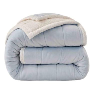 Imagem de Cobertores e mantas de lã femininos masculinos para cama adulto longo casal solteiro para sofá outono inverno grosso e quente macio e confortável (azul 2.200 x 230 cm)