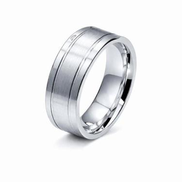 Imagem de Aliança em Prata 925 Fosco com Frisos - Joia de Compromisso - Justino 