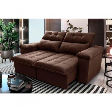 Imagem de Sofá Retrátil Reclinável Verona 1,50m Suede Velut Marrom Molas No Assento - King House