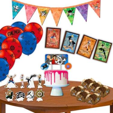 Imagem de Kit Festa Decorativa Comemoração Anime One Piece - 62 peças - Festcolo