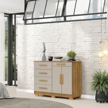 Imagem de Cômoda com Sapateira com 5 Gavetas e 2 Portas Sirius Marrom/Cinza